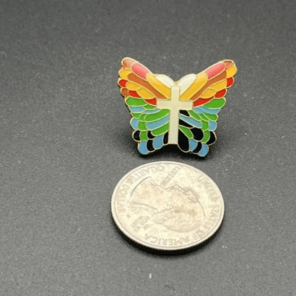 Butterfly Cross‎ Jesus Religion Christian Lapel Hat Pin